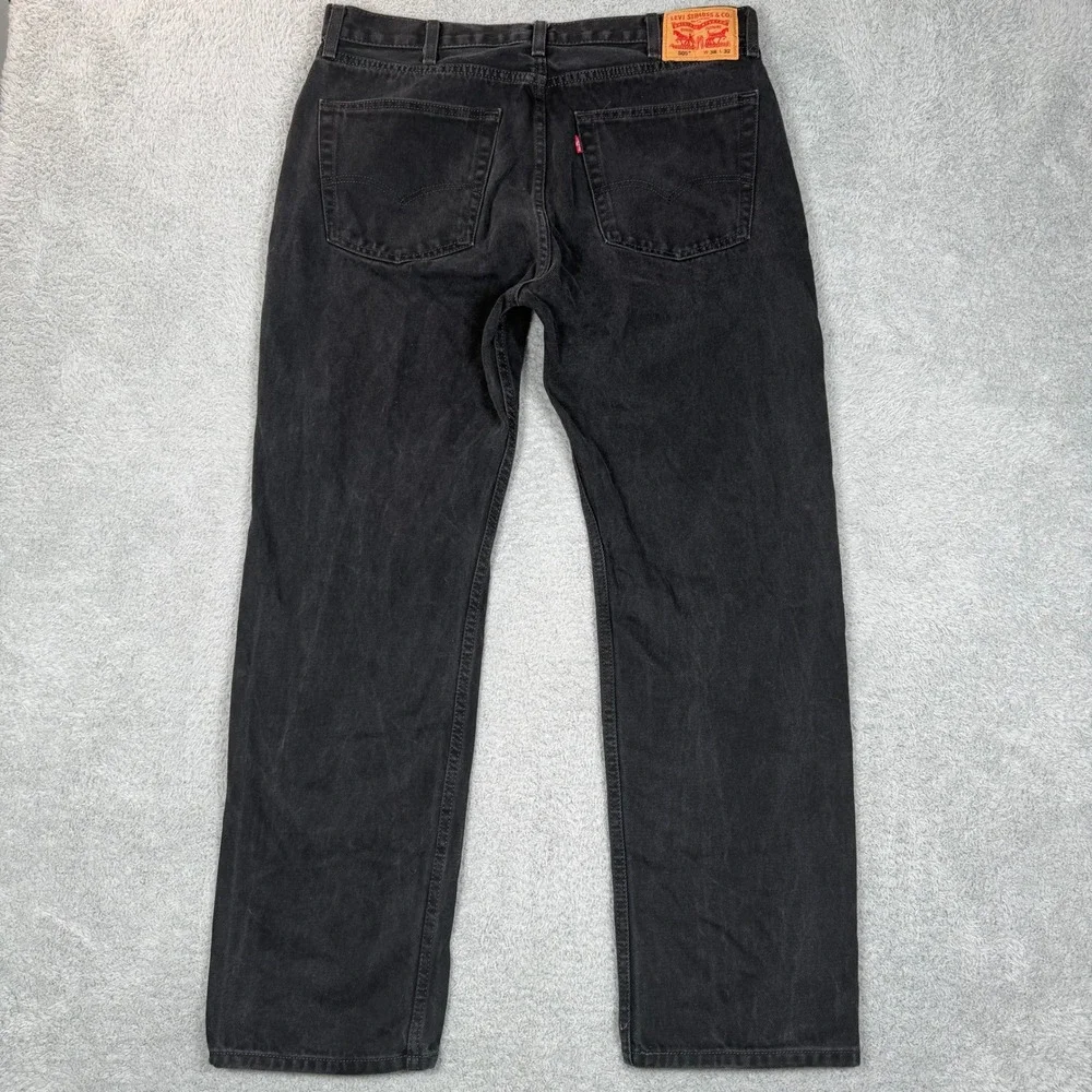 Levis 505‎ Mens Regular Fit Straight Leg Black Denim Jeans 38x32 PC9-00505-0260